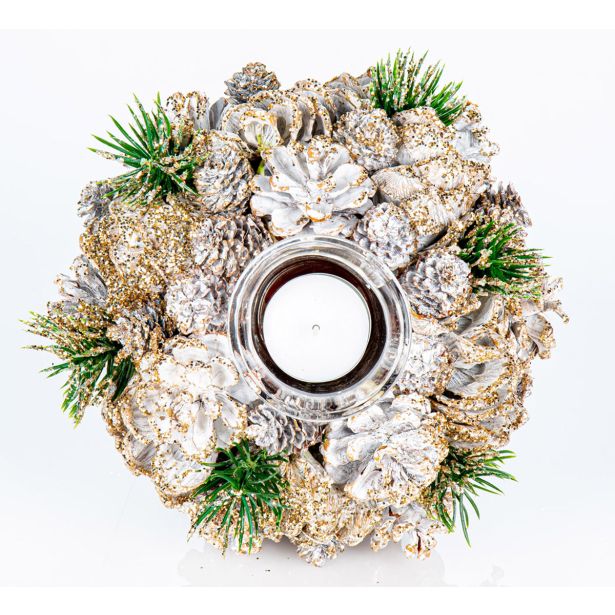 DEKORACIJA GLOSSTYLE BELE IN ZELENE BARVE 1 KOZARČEK, 18X18 CM