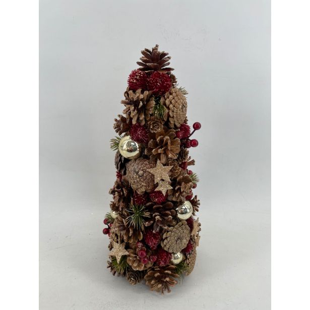 DEKORACIJA GLOSSTYLE STOŽEC, NARAVEN Z BLEŠČICAMI, 41X20 CM