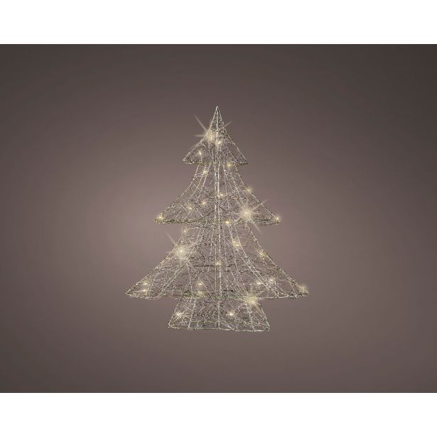 DEKORACIJA LUMINEO SMEREKA Z LED LUČKAMI, 40 CM, SREBRNA/TOPLO BELA