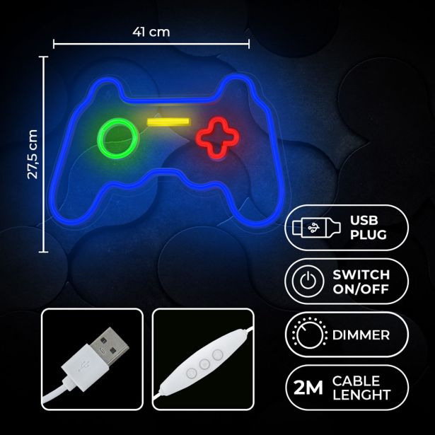 DEKORAT. STENSKA SVETILKA FOREVER NEON LED GAMEPAD