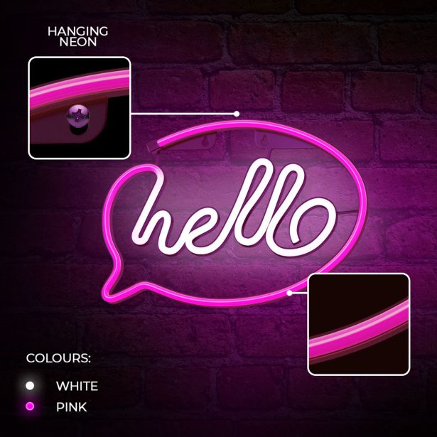 DEKORAT. STENSKA SVETILKA FOREVER NEON LED HELLO