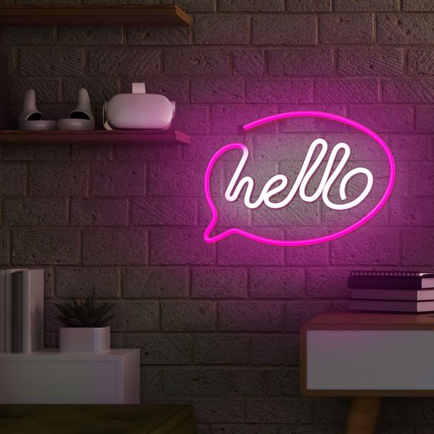 DEKORAT. STENSKA SVETILKA FOREVER NEON LED HELLO