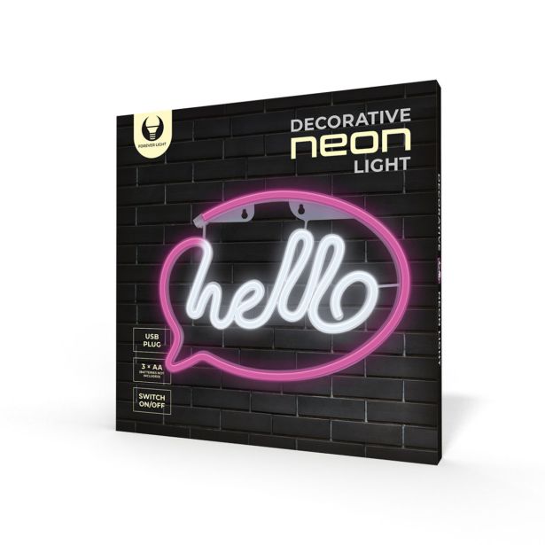 DEKORAT. STENSKA SVETILKA FOREVER NEON LED HELLO