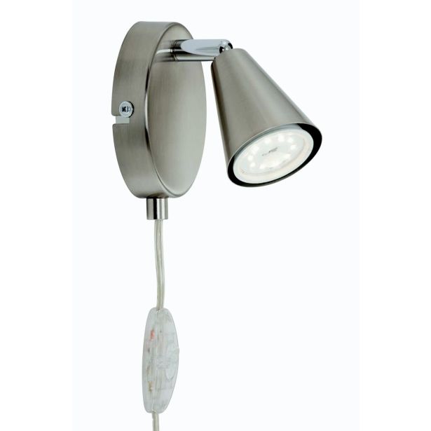 DEKORAT. STENSKA SVETILKA LED SPOT 1X5W GU10 S STIKALOM, NIKEL/SATIN