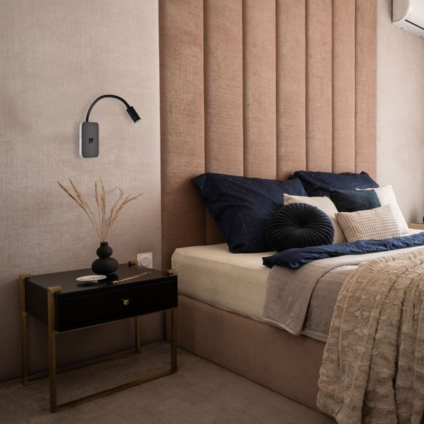 DEKORAT. STENSKA SVETILKA MILAGRO BASE 8W+2W ČRNA ML6352 NOČNA