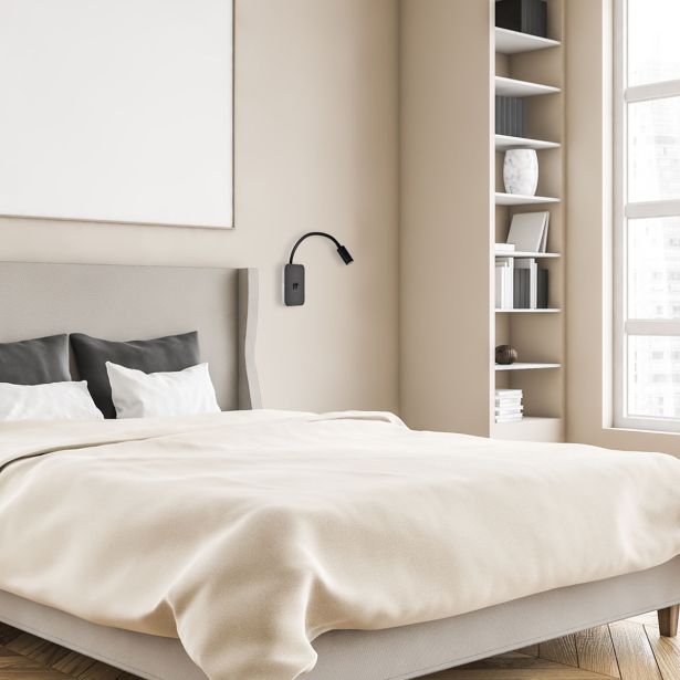 DEKORAT. STENSKA SVETILKA MILAGRO BASE 8W+2W ČRNA ML6352 NOČNA