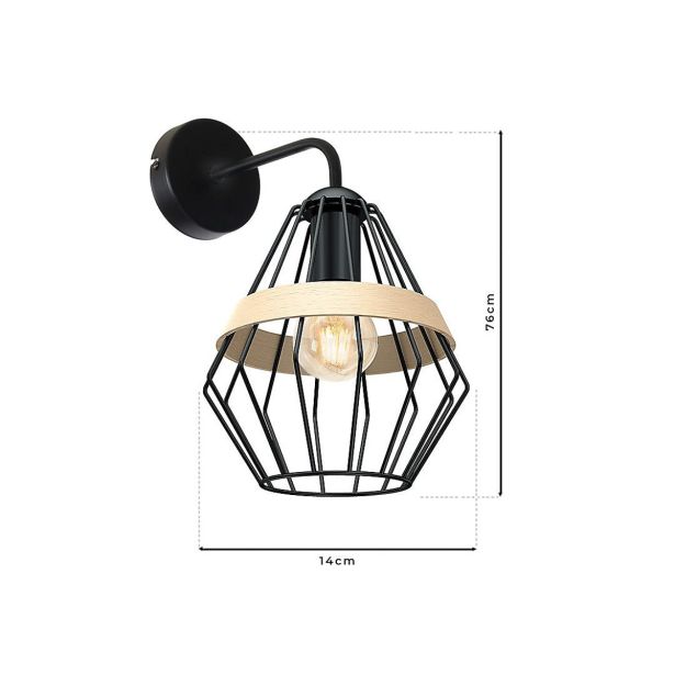 DEKORAT. STENSKA SVETILKA MILAGRO CLIFF BLACK 1XE27 MLP5523