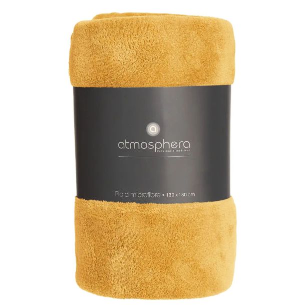 DEKORATIVNA ODEJA ATMOSPHERE 180X130 CM, OKER, MIKROPLUSH