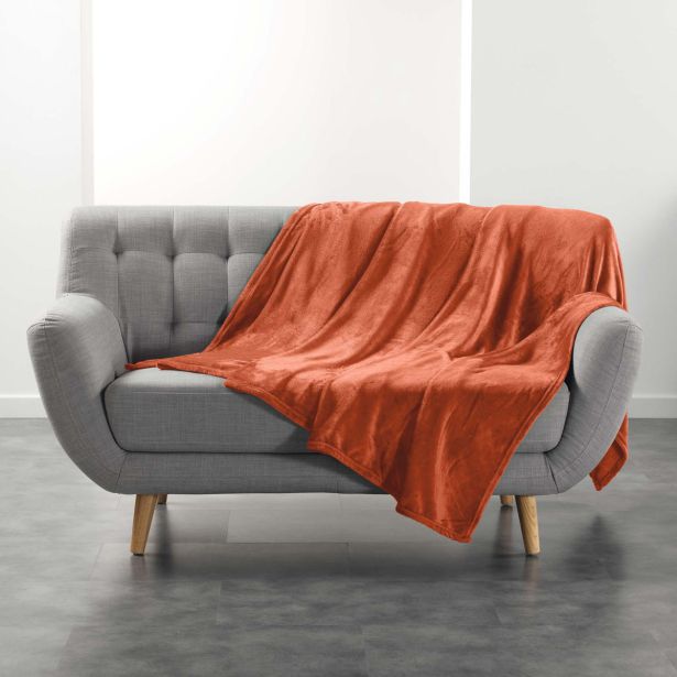 DEKORATIVNA ODEJA DOUCEUR D'INTÉRIEUR FLANELA 180X220 FLANOU TERRACOTTA ORANŽNA