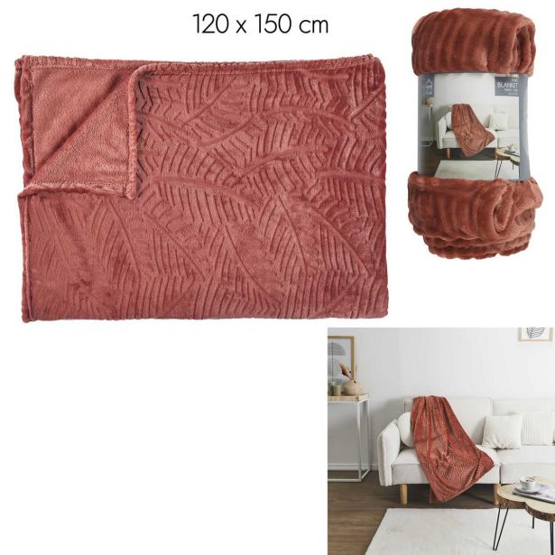 DEKORATIVNA ODEJA HOME DECO FLANELA 140X200 CM, TERRACOTTA Z VZORCEM