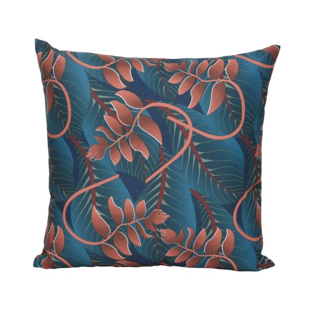 BLAZINA DECORIS DEKORATIVNA, TROPSKI CVET 45X45 CM, MODRO/RJAVA