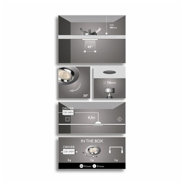 DEKORATIVNI LED REFLEKTOR PHILIPS ELLIPSE 1X3W LED 59031/11/16 KROM