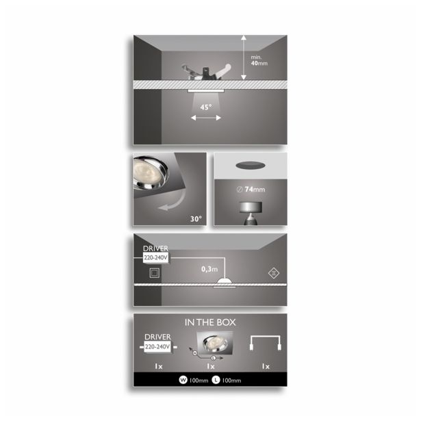 DEKORATIVNI LED REFLEKTOR PHILIPS GALILEO 1X3W LED 59081/11/16 KROM