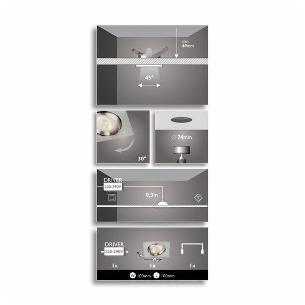 DEKORATIVNI LED REFLEKTOR PHILIPS GALILEO 1X3W LED 59081/17/16 NIKELJ