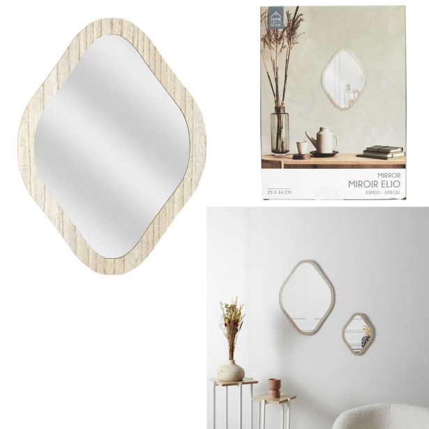 DEKORATIVNO OGLEDALO HOME DECO OGLEDALO ROMB NA LESENEM OKVIRJU 25X34 CM