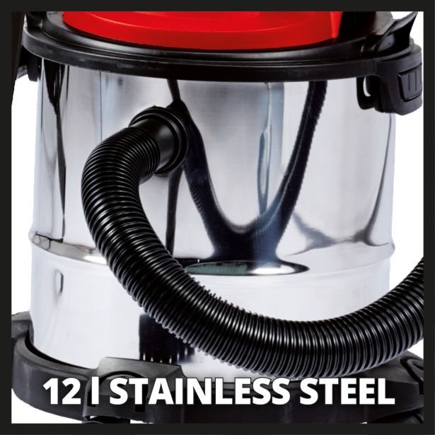 DELAVNIŠKI SESALNIK EINHELL TC-VC 1812 S 12 L; INOX; 1250 W