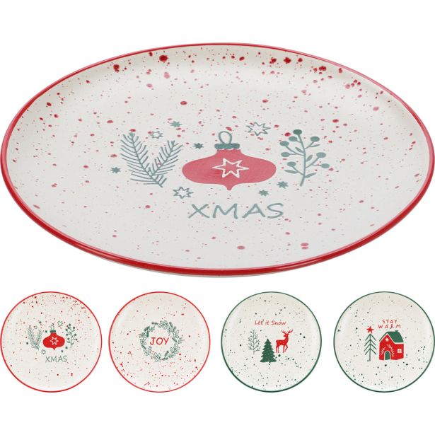 DESERTNI KROŽNIK EH 20 CM RAZLIČNI ZIMSKI DEKORJI IZ PORCELANA