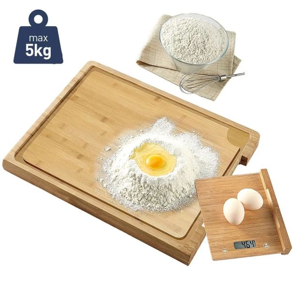 LESENA DESKA PLATINET BAMBUS LESENA Z VGRAJENO LESENO KUHINJSKO TEHTNICO