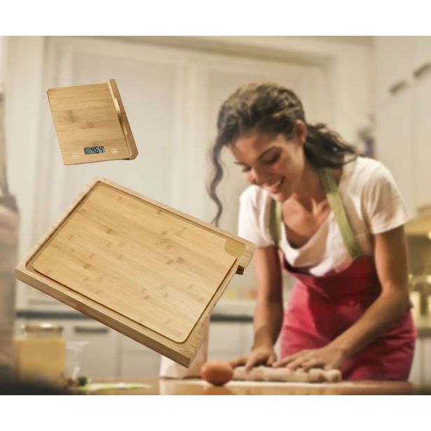 LESENA DESKA PLATINET BAMBUS LESENA Z VGRAJENO LESENO KUHINJSKO TEHTNICO