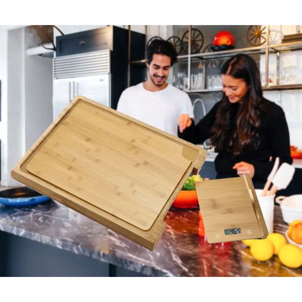 LESENA DESKA PLATINET BAMBUS LESENA Z VGRAJENO LESENO KUHINJSKO TEHTNICO