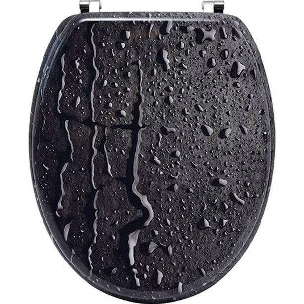 DESKA ZA WC ŠKOLJKO TENDANCE SIVA KAPLJICE MDF INOX VIJAKI