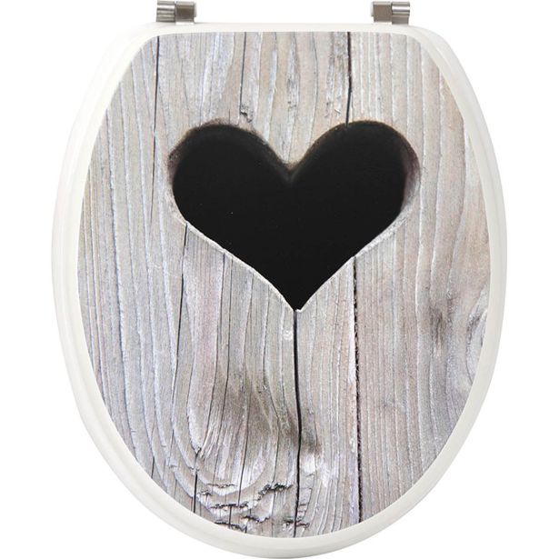 DESKA ZA WC ŠKOLJKO TENDANCE SIVA SRCE MDF INOX VIJAKI