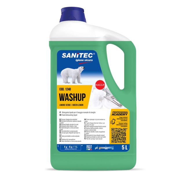 DETERGENT-ROČNO POMIVANJE SANITEC PIATTI LIMONE VERDE 5 KG, PH 7, SANITEC