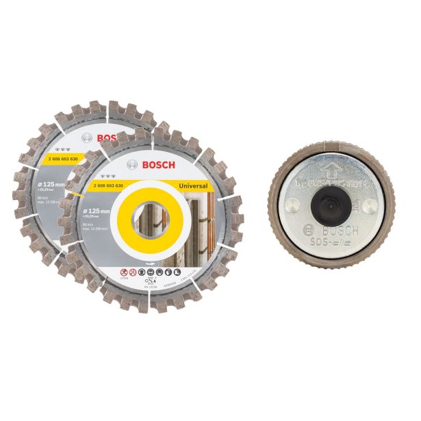 DIAMANTNA REZALNA PLOŠČA BOSCH 3-DELNI KPL 125X22.23MM + MATICA SDS CLIC M14 UNI.