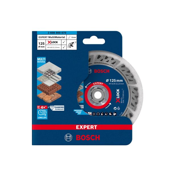 DIAMANTNA REZALNA PLOŠČA EXPERT MULTIMATERIAL X-LOCK, 125 X 22,23 X 2,4 X 12 MM