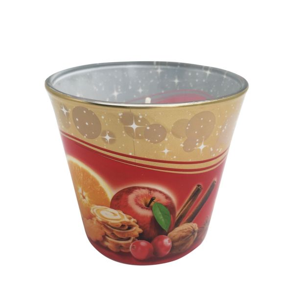 NOVOLETNA SVEČA MULLER DIŠEČA V KOZARCU BOŽIČNI ČAS,CIMET,POMARANČA