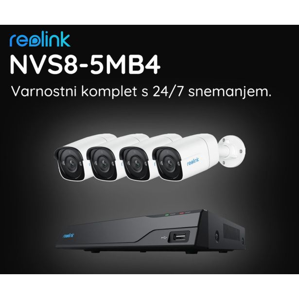 DODATEK ZA PAMETNI DOM REOLINK NVS8-5MB4 VARNOSTNI KOMPLET ČRNA