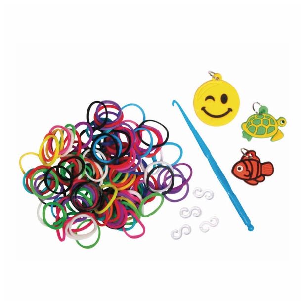 DODATKI, ORODJE ZA NAKIT RAYHER ELASTIKE LOOM BANDZ SET 300 ELASTIK IN 3X OKRASKI