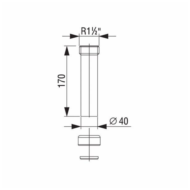 DODATNI DEL ZA VODOVOD LIV PODALJŠEK PVC FI 40 Z MATICO IN TESNILOM