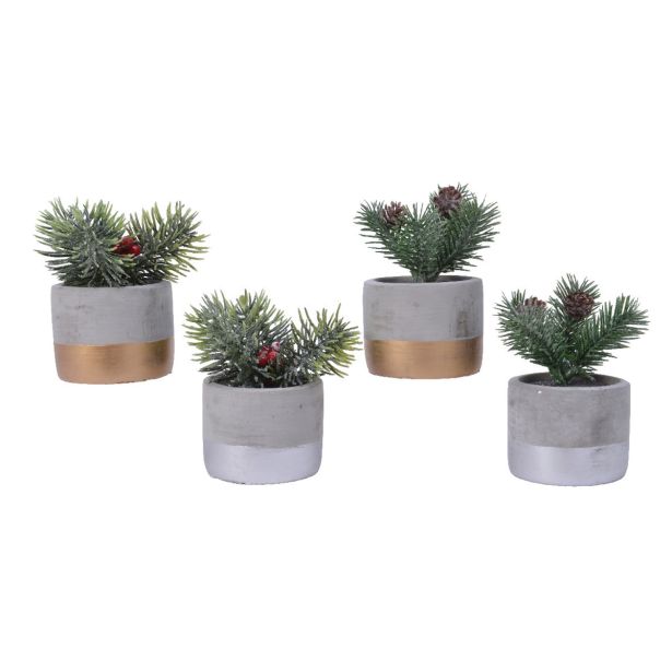 DEKORACIJA DREVESCE V LONČKU FI 8 CM