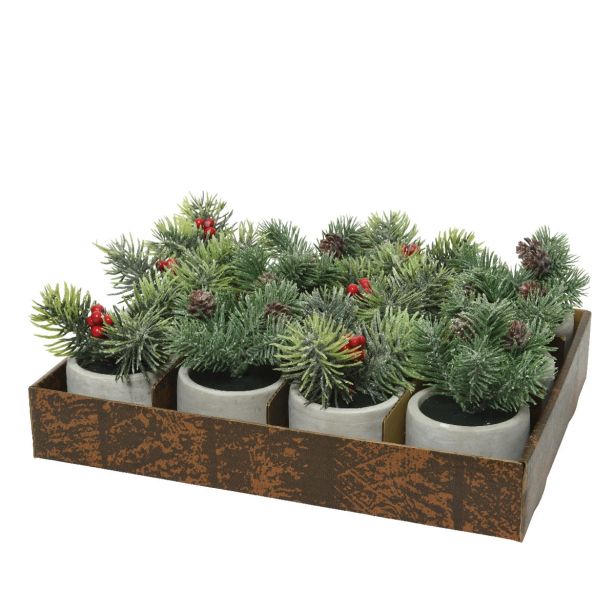 DEKORACIJA DREVESCE V LONČKU FI 8 CM