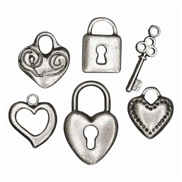 DROBNI ART.ZA USTVARJANJE RAYHER OBESKI KOV.SRCA, KLJUČAV. 6 KOM, 1.5-2.5 CM, 6 KOM.