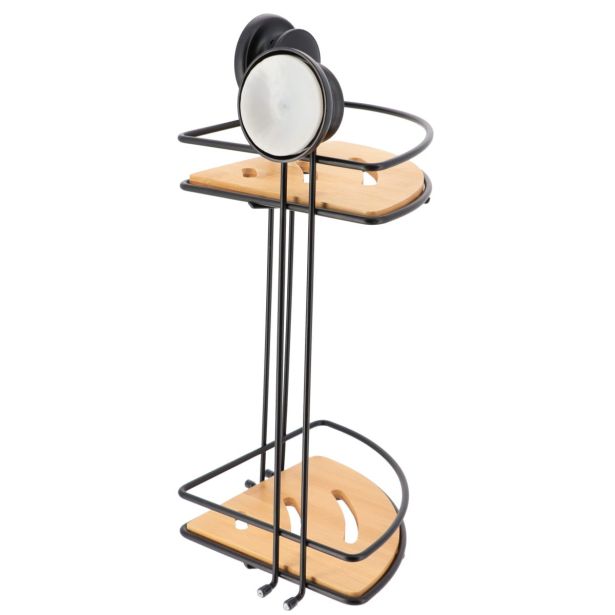 DRŽALA, STOJALA, KLJUKICE TENDANCE BAMB. DVOJNA POLICA VAKUM KOTNA ČRNO KOV. OGRODJE