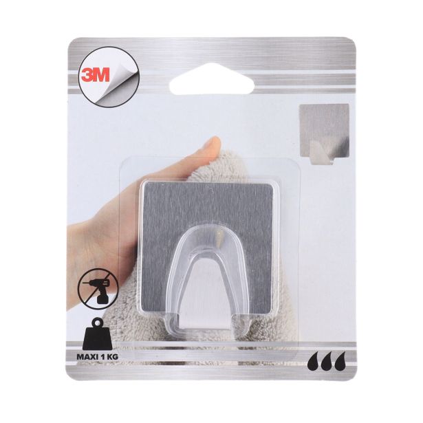 DRŽALA, STOJALA, KLJUKICE TENDANCE SIVA INOX KLJUKICA KVAD. 3M ZA ZALEPIT