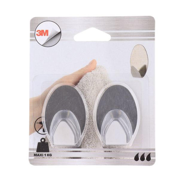 DRŽALA, STOJALA, KLJUKICE TENDANCE SIVI INOX KLJUKICI 2KOM OVALNI 3M ZA ZALEPIT