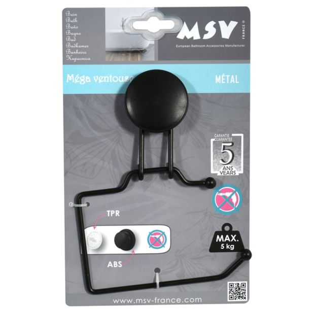 MSV DRŽALO TOALETNEGA PAPIRJA NA VAKUUM 14.5 X 3.6 X 18.2 CM KROM, ČRNI MEGA VENTOUSES