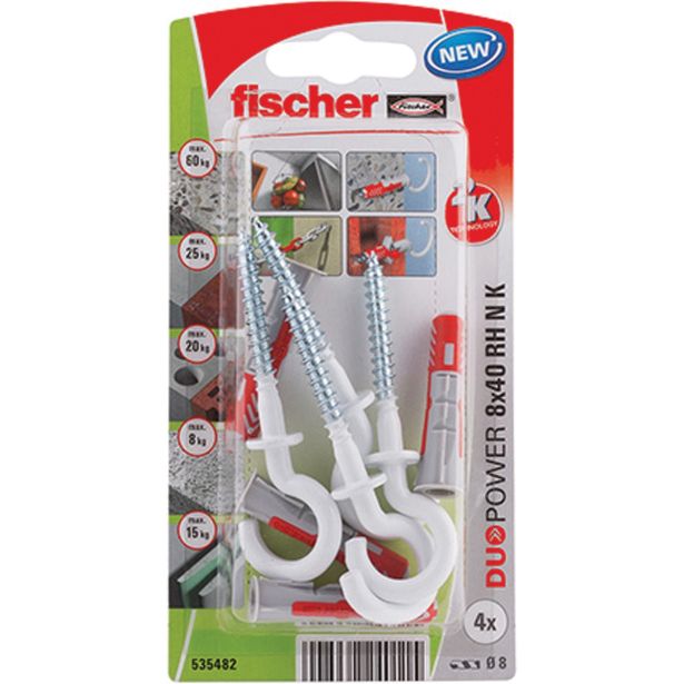 ZIDNI VLOŽEK Z VIJAKOM FISCHER DUOPOWER 8X40 RH N K NV VL. Z OKROGLIM KAVLJEM