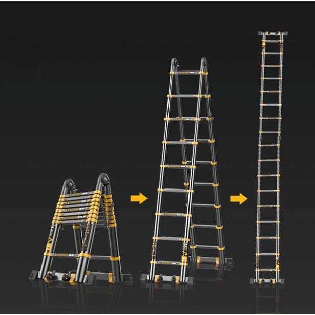 DVODELNA LESTEV 2X4 STOPNIC, TELESKOPSKA 0.9 M/3.4 M, ČRNA