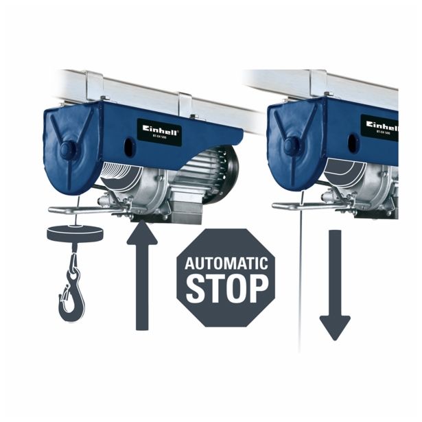 ELEKTRIČNO DVIGALO Z ŽIČNO VRVJO EINHELL 250KG/500KG, 8M/4MIN JEKLENA VRV FI 4.2 MM