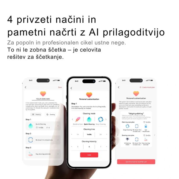 ELEKTRIČNA ZOBNA ŠČETKA OCLEAN X PRO 20 BELA, SONIČNI MOTOR