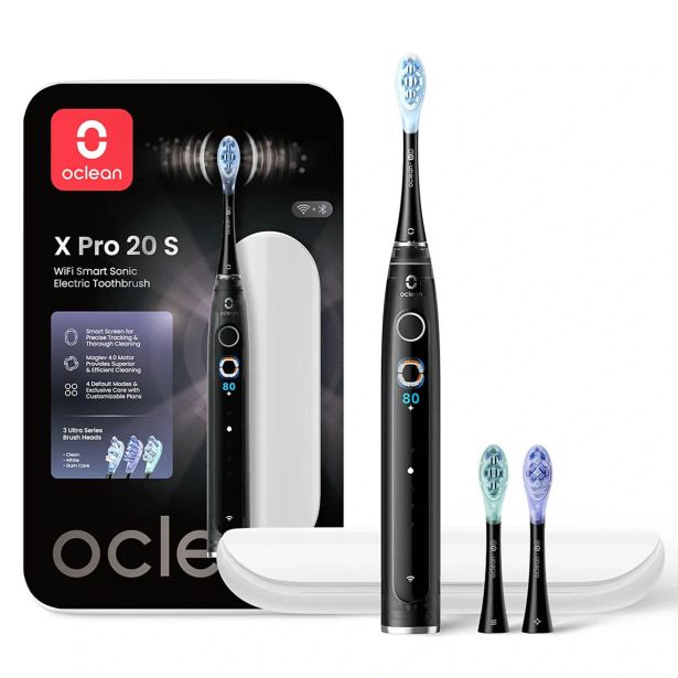 ELEKTRIČNA ZOBNA ŠČETKA OCLEAN X PRO 20 SET ČRNA, SONIČNI MOTOR
