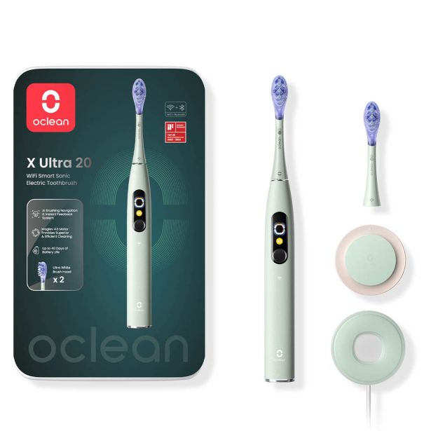 ELEKTRIČNA ZOBNA ŠČETKA OCLEAN X ULTRA 20 ZELENA, SONIČNI MOTOR