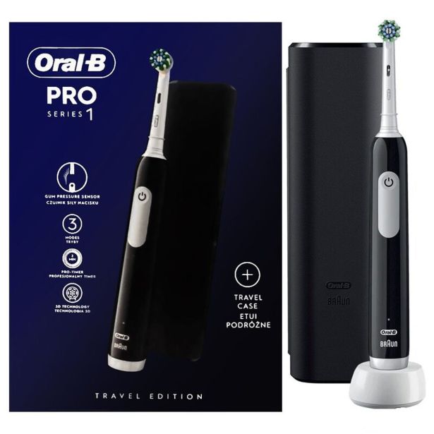 ELEKTRIČNA ZOBNA ŠČETKA ORAL-B PRO1 ČRNA + ETUI