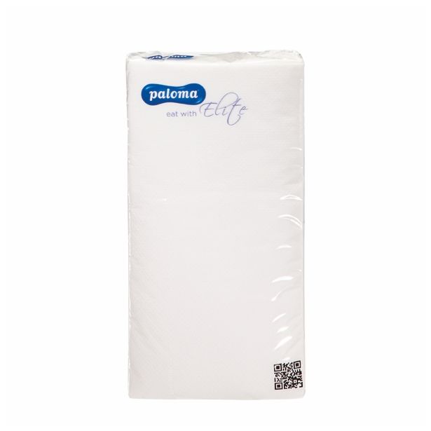 SERVIETE PALOMA ELITE 40X40 CM 18/1 BELE ZLOŽENE NA 1/8