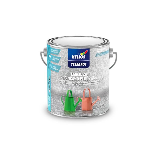 POKRIVNI PREMAZ HELIOS TESSAROL EMAJL ZA POCINK. PLOČ. BELA 2.5 L