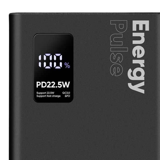 ENERGY PULSE ZUNANJA BATERIJA POWERBANK 10000 MAH 22,5W - ČRNA